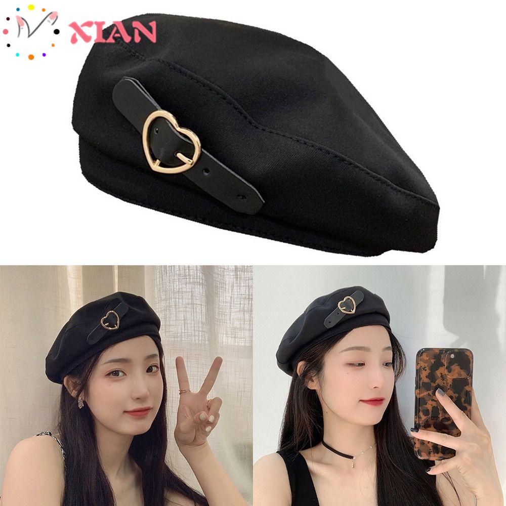 Mũ Beret Vải Nỉ Màu Đen Thời Trang Cho Nam Và Nữ