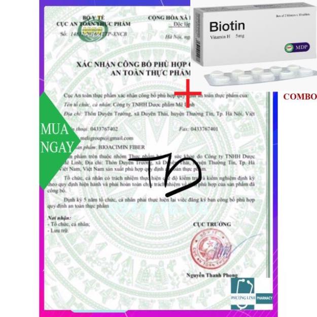 Combo Biotin 5mg+ Bio-acimin Fiber rau củ bổ sung chất xơ làm giảm tình trạng táo bón ở trẻ .... (hộp 30 gói)