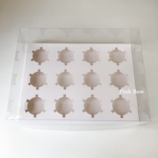 10 hộp cupcake mica - trắng - đế - 12 bánh