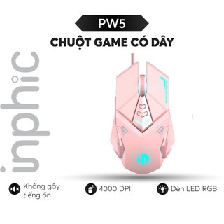 Chuột Chơi Game Có Dây INPHIC PW5P Màu Hồng/Đen Hỗ Trợ Điều Chỉnh DPI 4 Tốc Độ