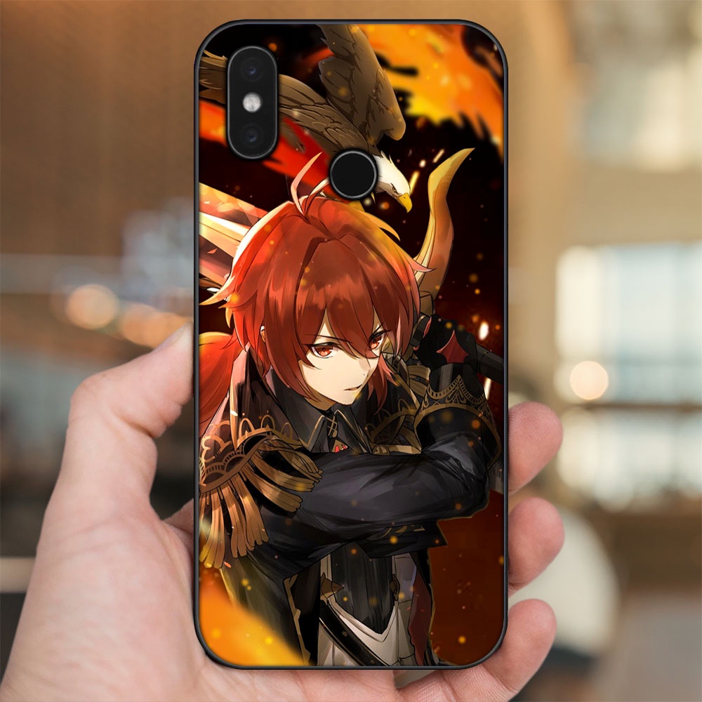 Ốp lưng Xiaomi Mi 8, Mi 8 SE viền đen in hình Diluc Genshin Impact