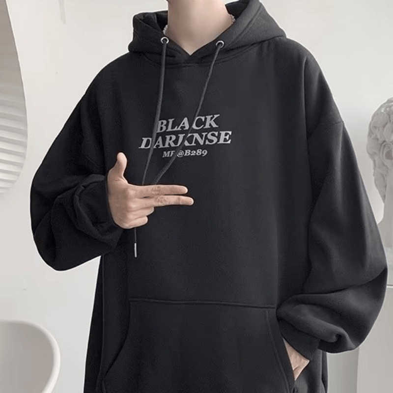 Áo Hoodie Dáng Rộng In Chữ Phong Cách hip hop Đường Phố Hàn Quốc Chất Lượng Cao Cho Nam Cỡ M-5XL