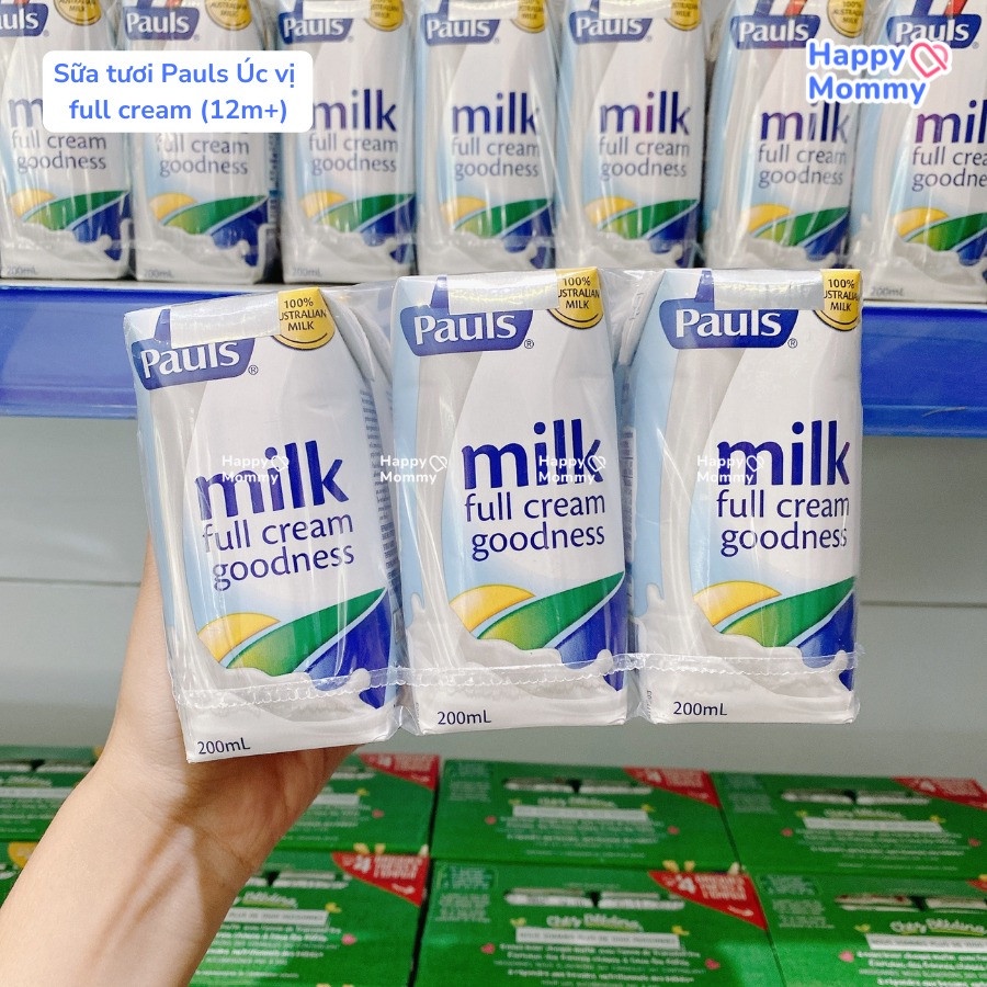 Sữa tươi Pauls Úc, Lốc 6 hộp 200ml (Vị Socola, Full Cream và Dâu)
