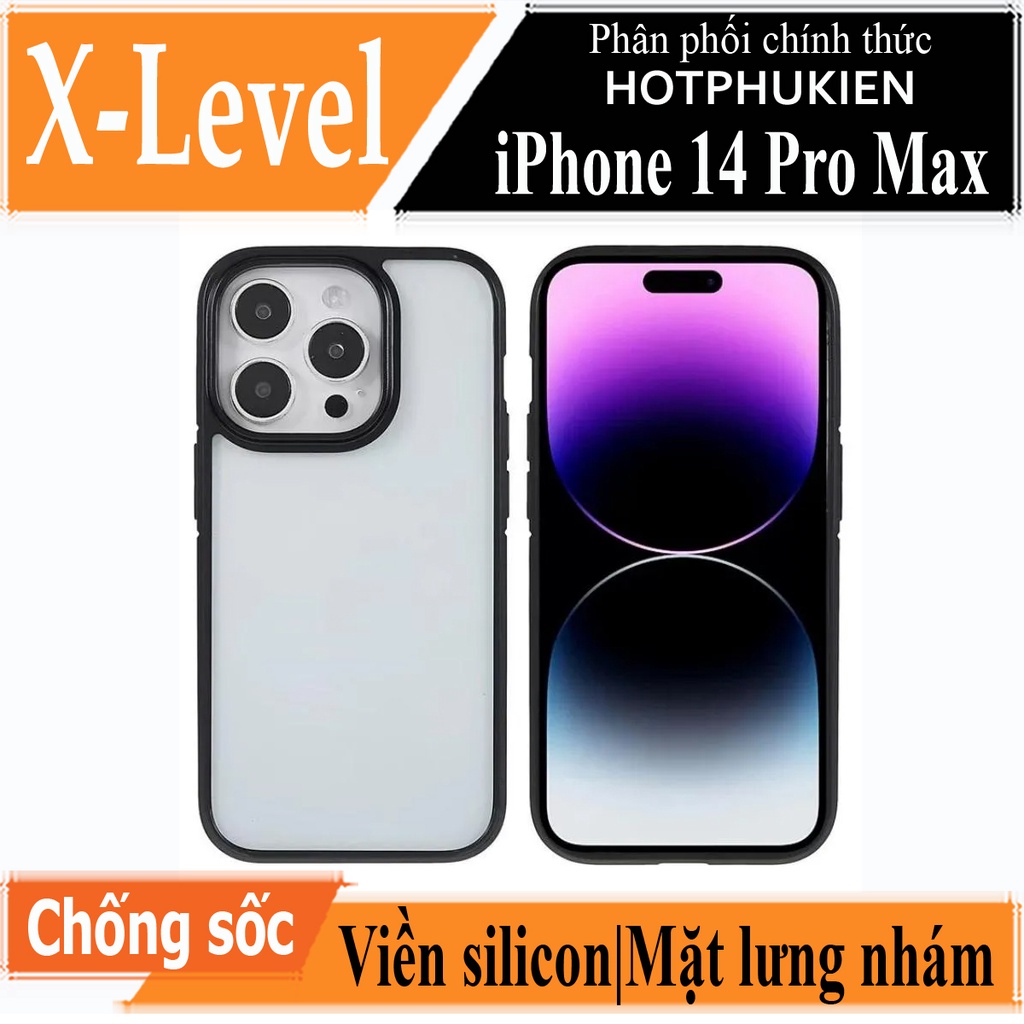 Ốp lưng iPhone 14 Pro Max nhám chống sốc viền silicon X-Level Frosted Sand Case
