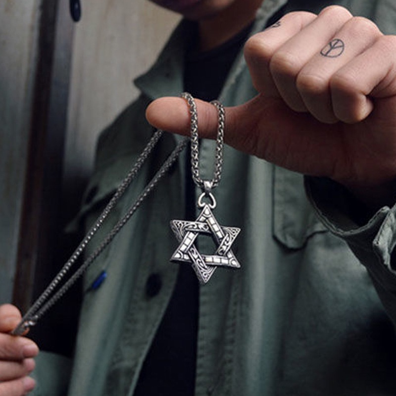 Dây Chuyền nam nữ unisex Dây Đeo Cổ Ngôi Sao 6 Cánh Kuu Clothes màu bạc Titan đẹp phụ kiện thời trang - Vòng cổ Ngôi Sao