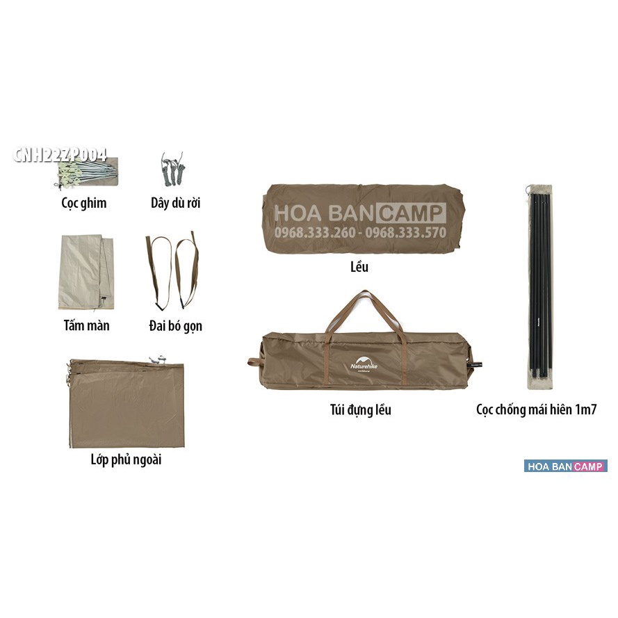 Lều Glamping Tự Bung 5-8 Người 2 Phòng Ngủ NatureHike Village 13 CNH22ZP004