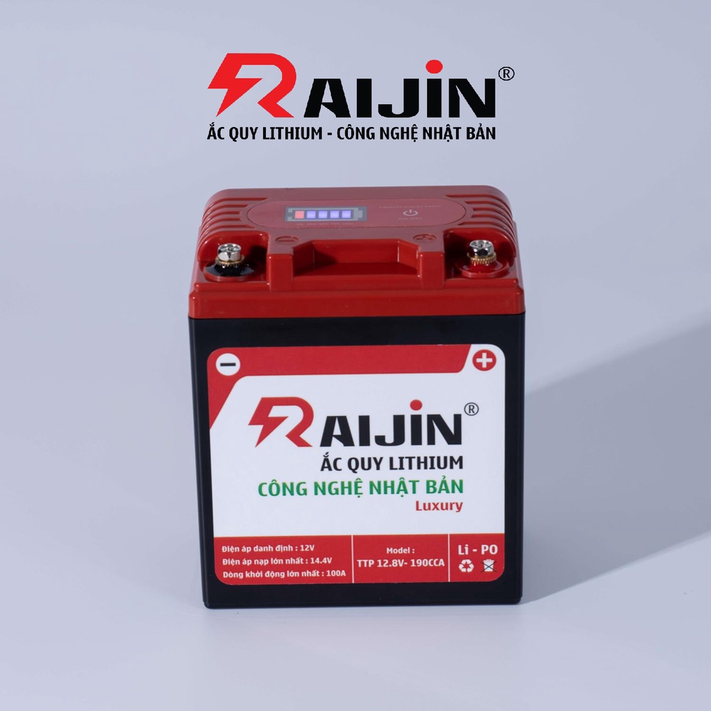 Bình ắc quy xe máy lithium RAIJIN Luxury L công nghệ Nhật Bản điện áp 12v