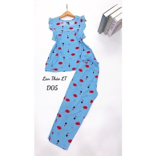 Đồ Bộ Tole Lanh Tay Ngắn Ren Quần Dài 9 Tấc