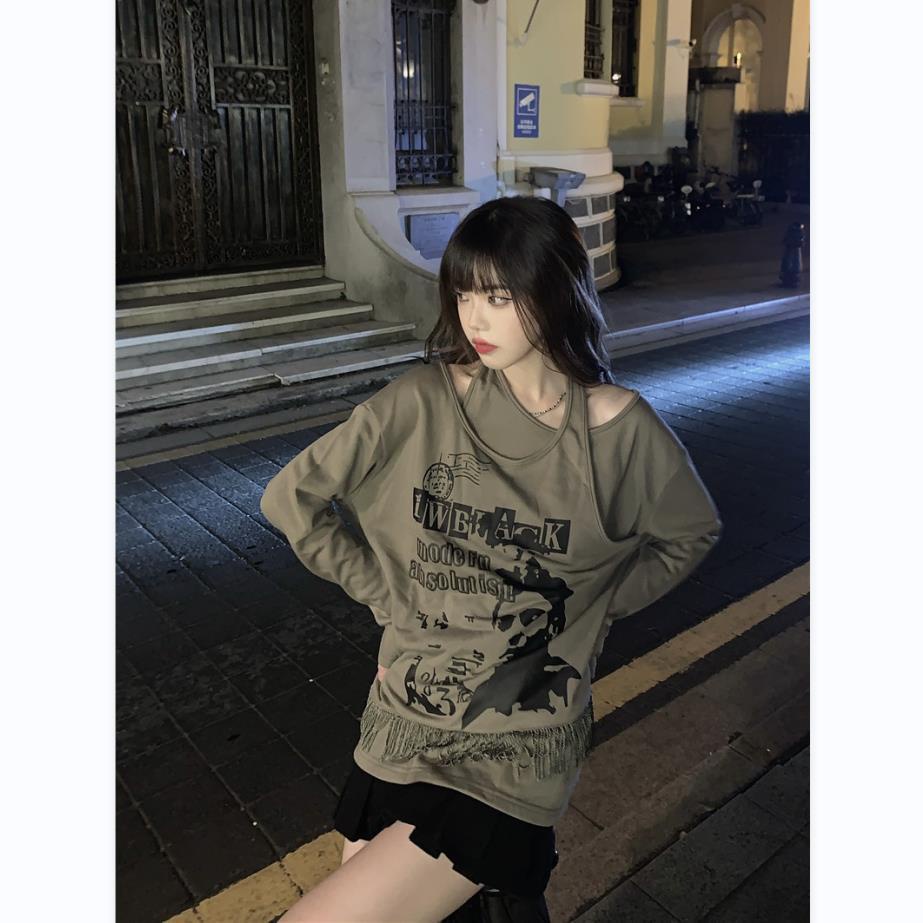 Áo Sweater Y2k Dáng Rộng In Họa Tiết Phong Cách Hàn Quốc Cổ Điển Thời Trang Mùa Thu Mới Cho Nữ