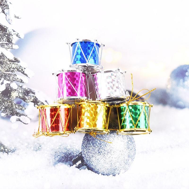 Bộ 6 trống nhỏ 5cm nhiều màu phụ kiện trang trí giáng sinh