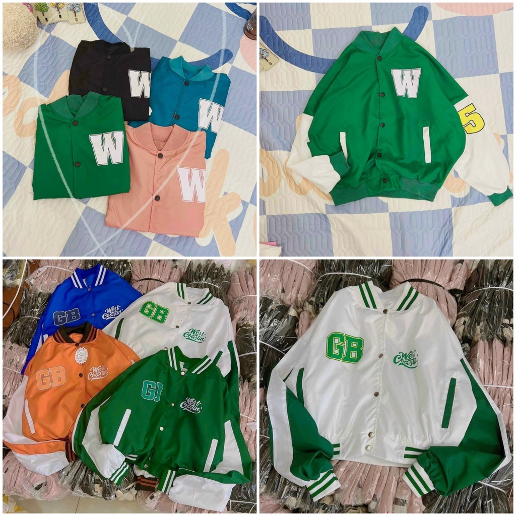 Áo Khoác Dù Gió Kiểu Croptop Lửng Chữ W - GB - Bóng Chày Số 5 Tay Cánh Dơi Form Unisex HÀn Quốc Đẹp 2 lớp
