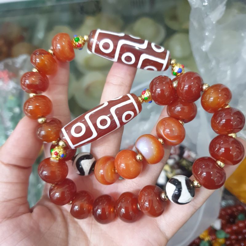 Vòng tay mã não mix dzi Tây Tạng