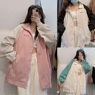 Áo Khoác Dù Nữ 2 Lớp Áo Khoác Gió Có Mũ Phối Màu Cực Xinh, Form Rộng Qua Mông, Kiểu Dáng Bassic RC01