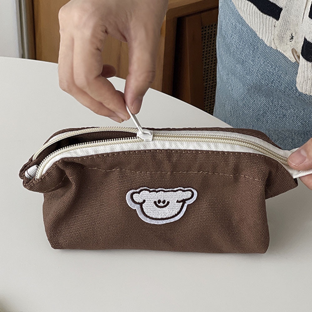 Túi Đựng Bút Bằng Vải Canvas Cỡ Lớn In Hoạt Hình Chó Mèo Dễ Thương