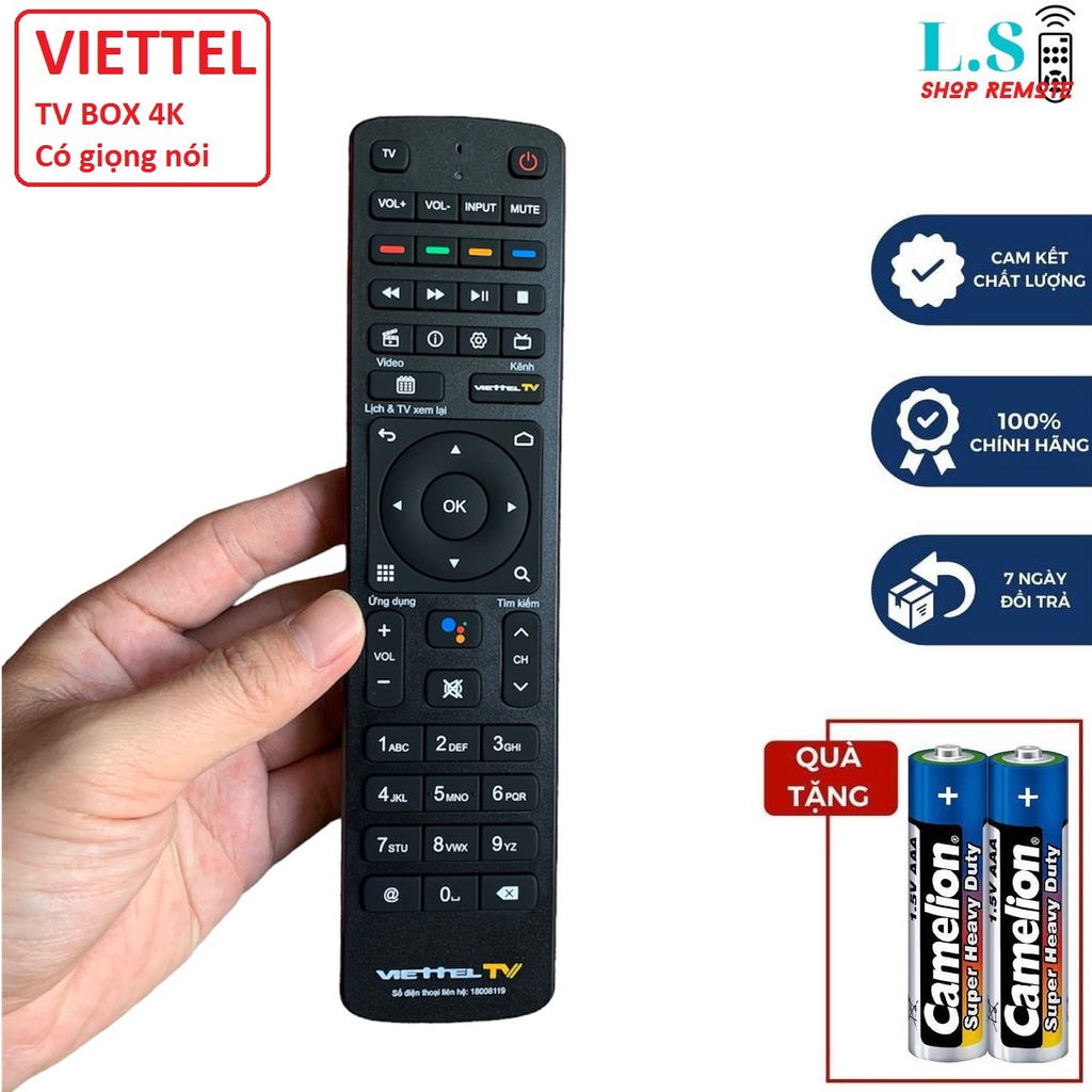 Điều khiển đầu thu Viettel giọng nói chính hãng TV Box 4k, remote truyền hình kỹ thuật số smart box vietel mẫu mới 2021