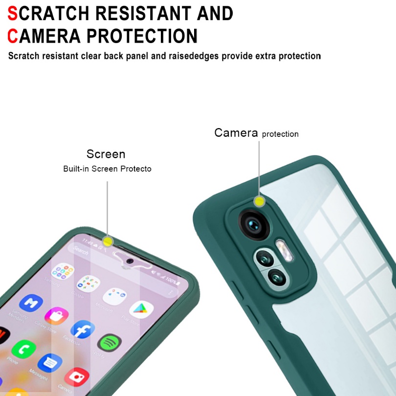 Ốp Điện Thoại Acrylic Mềm Mỏng Hai Mặt Bảo Vệ 360 Độ Cho Xiaomi 12X 12 Pro Lite 12T Pro Poco C40 X4 Pro 5G