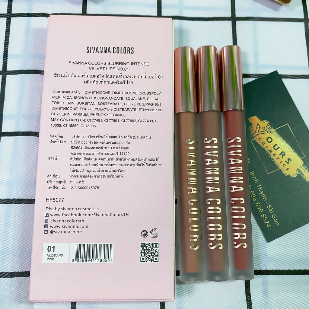Set 3 Cây Son Kem Lì Sivanna Blurring Intense HF5077