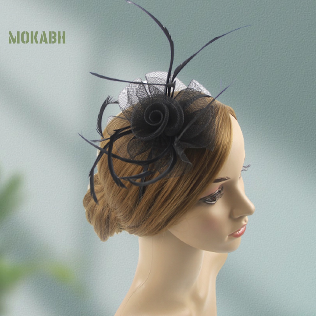 Mũ Lưới Đính Hoa Và Lông Vũ Thanh Lịch Cổ Điển Cho Cô Dâu