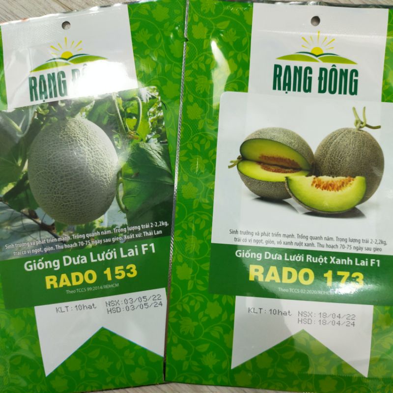 Hạt giống Dưa lưới F1 ruột vàng hoặc ruột xanh, đóng gói 10 hạt