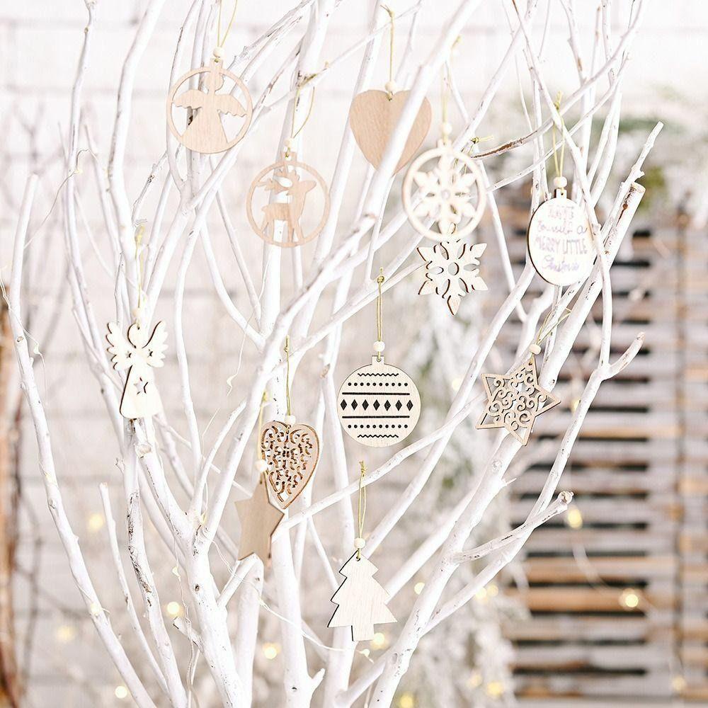 Hộp 12 Phụ Kiện Treo Trang Trí Cây Thông Noel Bằng Gỗ