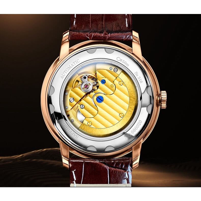 Đồng hồ nam chính hãng LOBINNI L9225-2 Kính sapphire ,chống xước,chống nước 50m,Đồng hồ cơ (Automatic) bảo hành 24 tháng