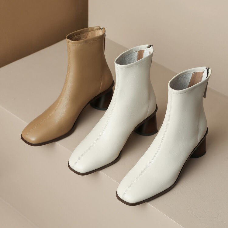 Giày Boot Cao Gót Mũi Vuông Thời Trang Sành Điệu