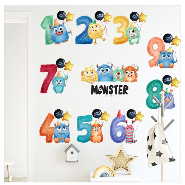 Decal Dán Tường Cho Bé Chữ Số Dễ Thương Vừa Học Vừa Chơi
