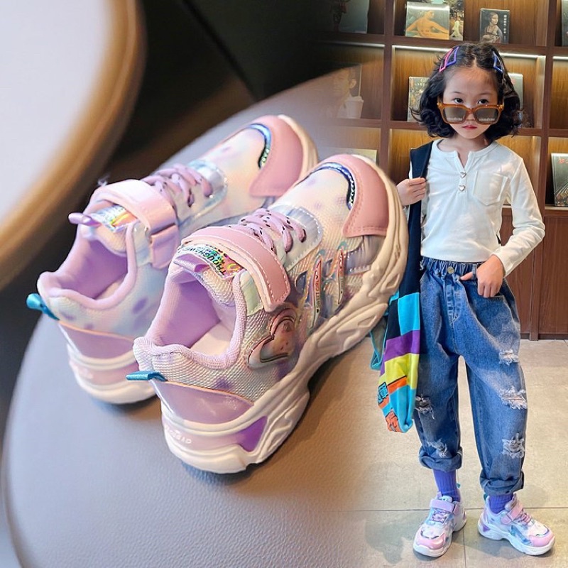 Giày thể thao bé gái lưới thoáng khí êm chân hàng  cho bé từ 3-12 tuổi