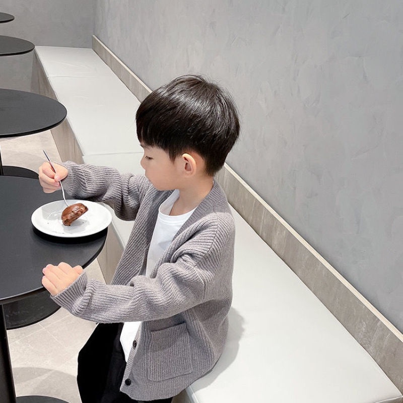 Áo Khoác Cardigan Dệt Kim Thời Trang Xuân Thu Cho Bé Trai