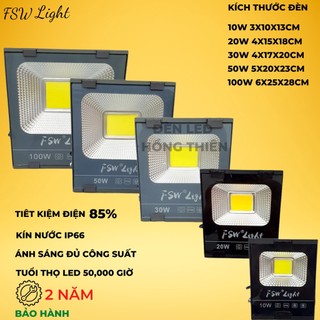 Đèn Pha Led Gắn Biển Hiệu Cao Cấp FSW 10w 20w 30w 50w 100w Ánh Sáng Trắng Vàng Bảo Hành 2 Năm