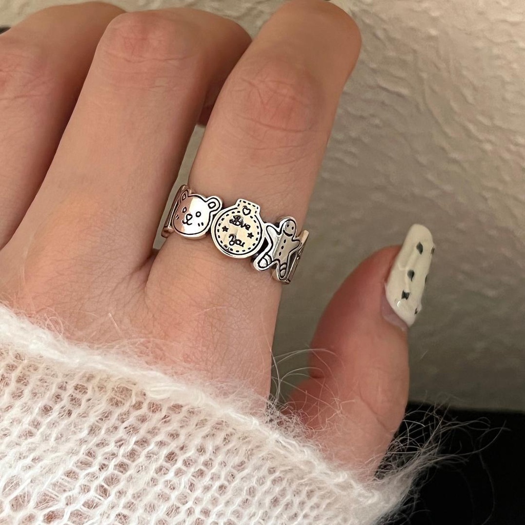 Nhẫn Hở Họa Tiết Gấu Hoạt Hình Dễ Thương Cho Bạn Gái