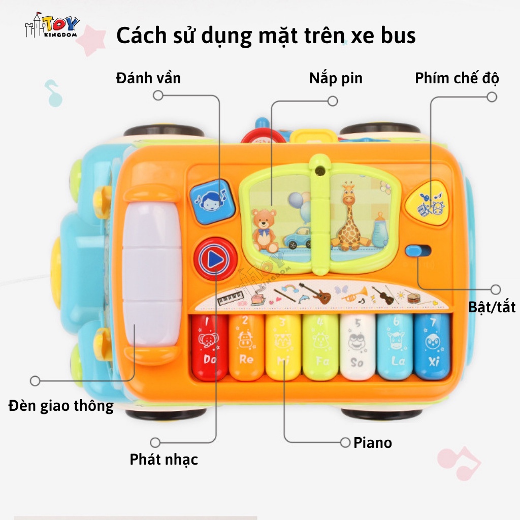 Đồ Chơi Ô tô Âm Nhạc Tiếng Anh Thả Hình Khối AHIHI, Có Đàn, Dành Cho Bé Từ 9 Tháng Tuổi