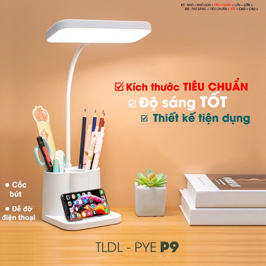 Đèn học để bàn TLDL - PYE P9, đèn học chống cận 3 chế độ sáng cao cấp