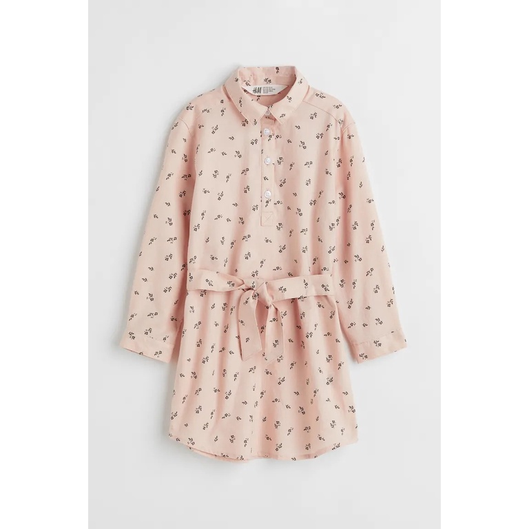 Váy dài tay hồng có thắt lưng 0925873013 HM H&M_hàng chính hãng authentic