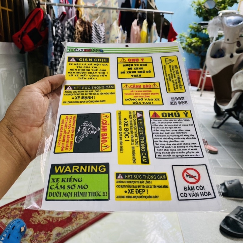 Trọn bộ 11 tem cảnh báo giận chịu keo nổi