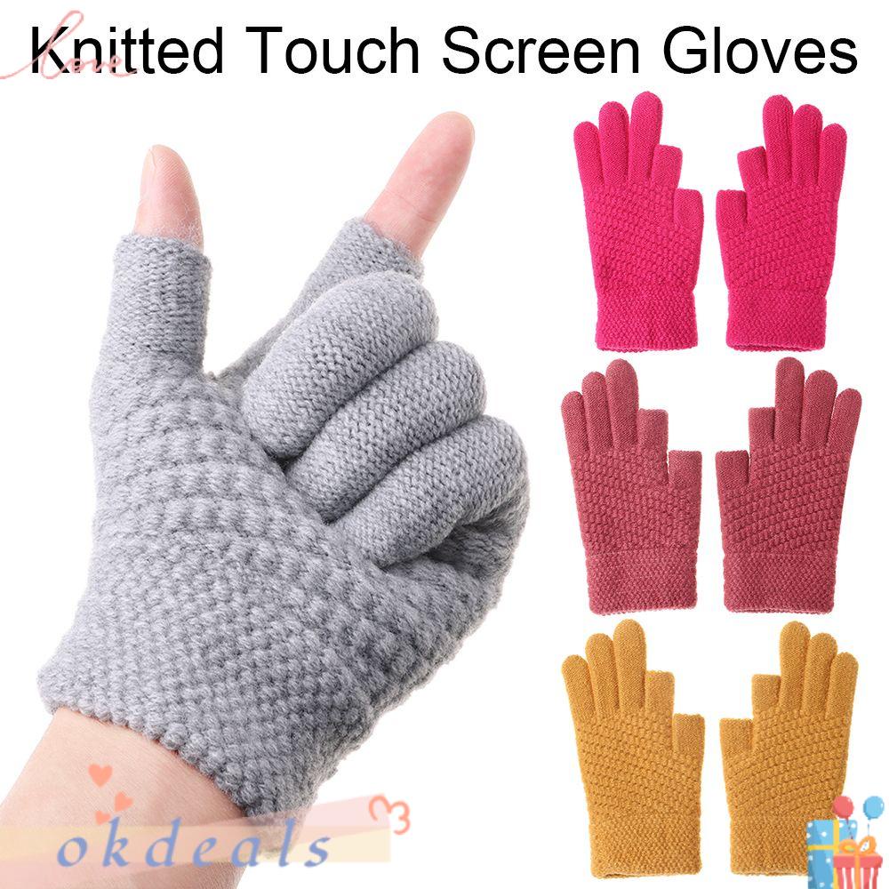 Găng Tay Dệt Kim Lót Nhung Mềm Mại Giữ Ấm Cánh Tay Thời Trang