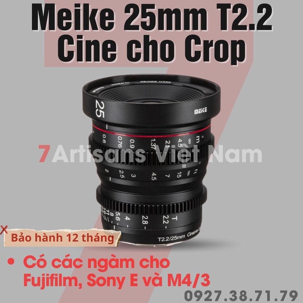 Ống Kính Meike 25mm T2.2 Cine Lens cho M4/3 Olympus/Panasonic/Lumix/BlackMagic , Sony và Fujifilm