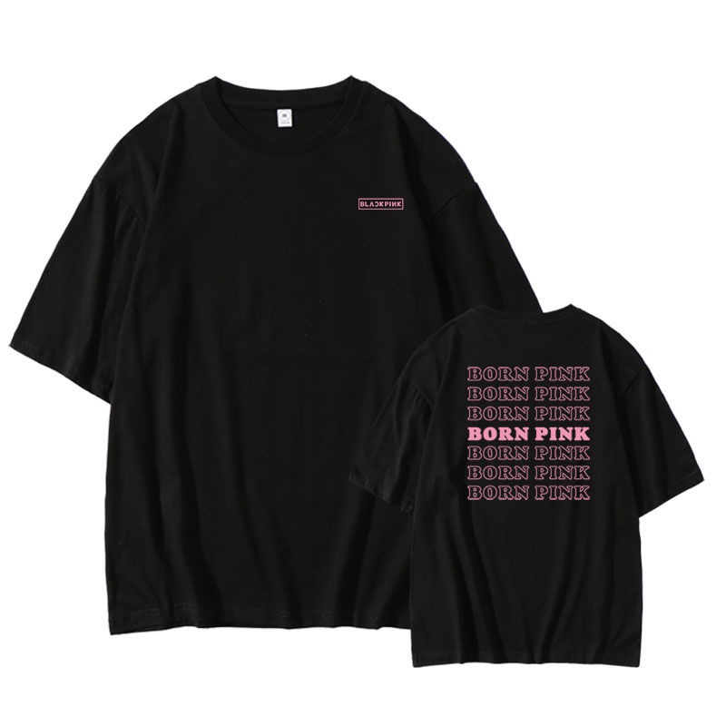 Áo Thun Cotton Tay Ngắn Cổ Tròn Dáng Rộng In Hình BLACKPINK BORN PINK Concert JISOO JENNIE Ross Phong Cách Hàn Quốc Thời Trang Cho Nữ