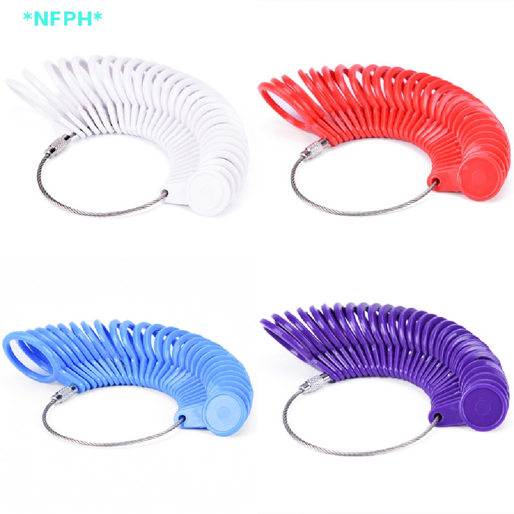 Thước Đo Kích Cỡ Nhẫn Đeo Ngón Tay NFPH &gt; Bằng Nhựa Kích Thước UK A-Z Size US 0-13 Mới