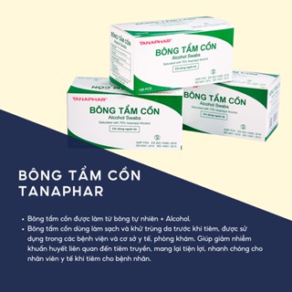 Bông tẩm cồn tiệt trùng Tanaphar bông y tế giúp giảm nhiễm khuẩn hộp 100