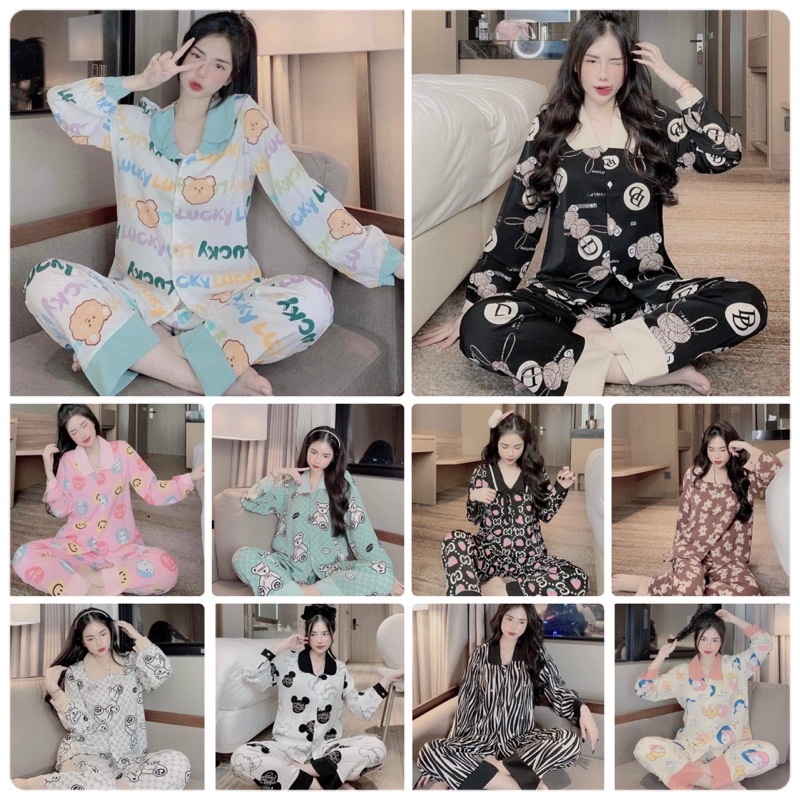 Bộ Đồ Ngủ Pijama Dài Tay Thu Đông Vải Thái Mềm Mịn, Mát Mẫu Mới Hot Nhất ( FREESIZE < 60KG)