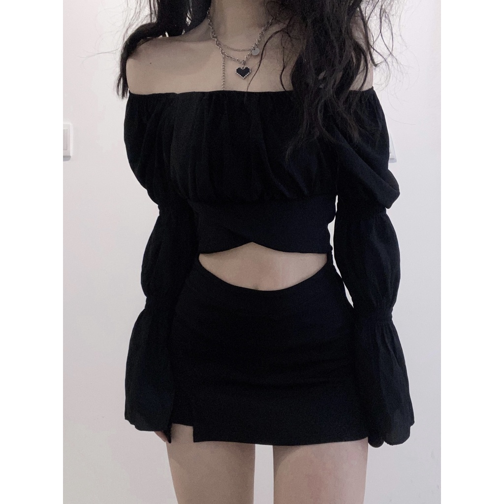 - MUA Ở GIỎ LIVE ĐỂ ÁP MÃ) Quà tặng sinh nhật,bạn gái,cho nữ,tết Áo croptop trễ vai thắt nơ tiểu thư