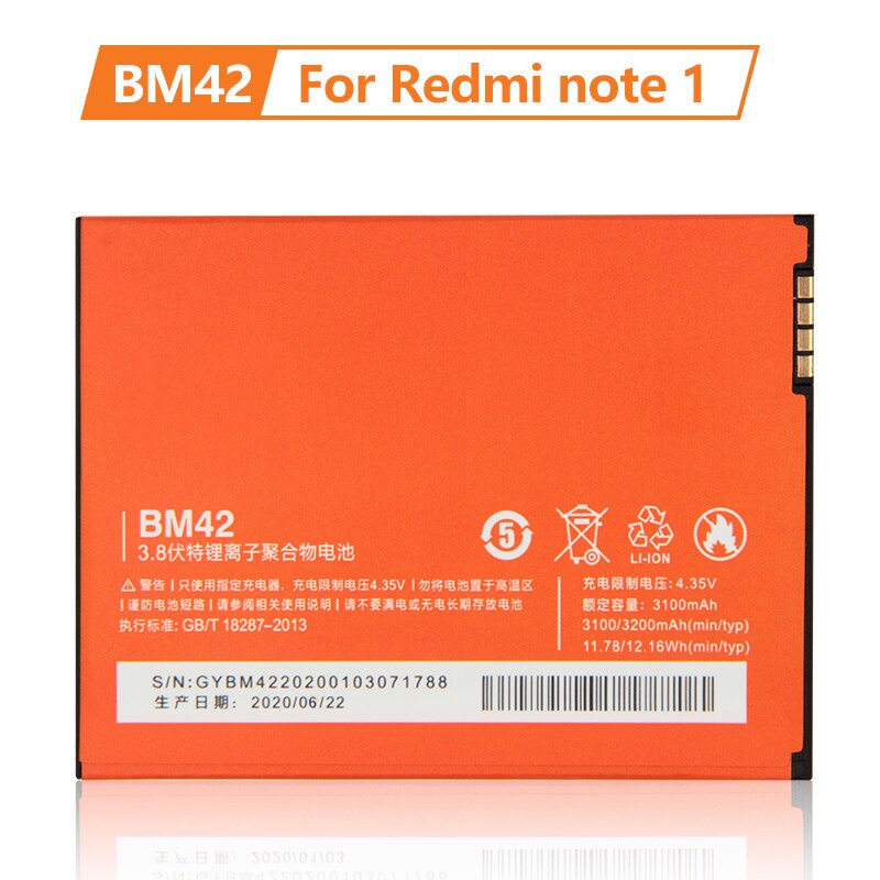 Pin Xiaomi BM42 - Xiaomi Redmi Note 1 (3200mAh) Hàng zin nhập khẩu bảo hành 1 đổi 1