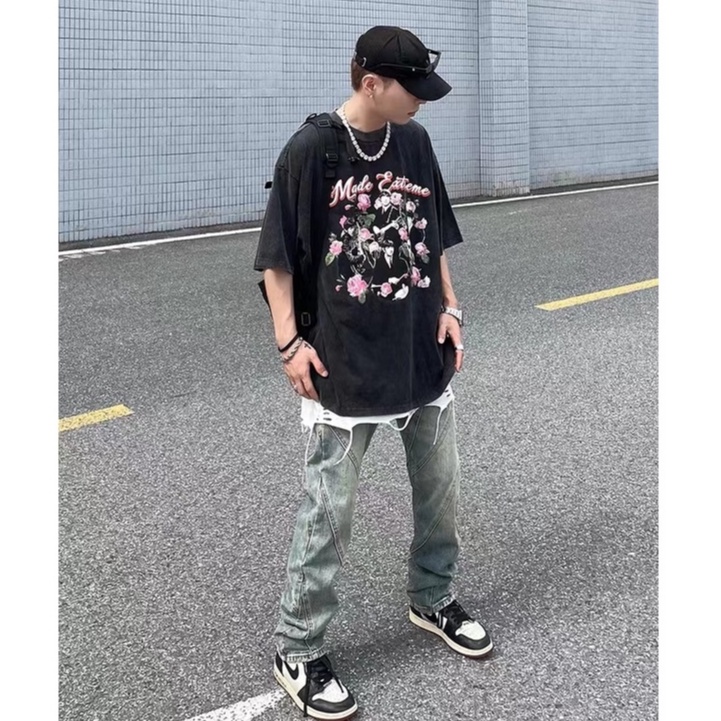 Quần jean ống loe thời trang quần hiphop oversize simple quần bò trắng unisex retro quần jean bé trai chất đũi cao cấp quần jean ôm