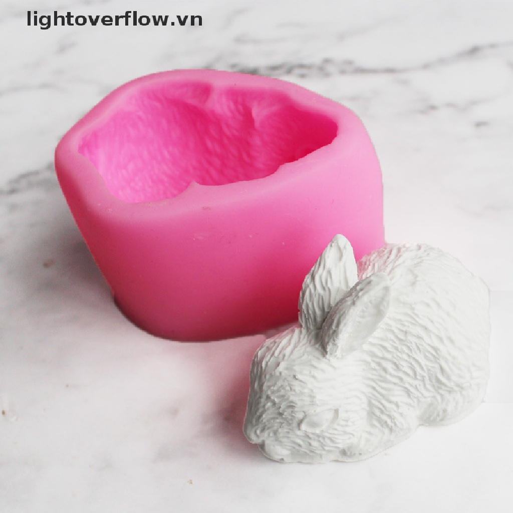 Khuôn Silicon Hình Thỏ 3D Làm Bánh Cupcake / Pudding / Chocolate DIY