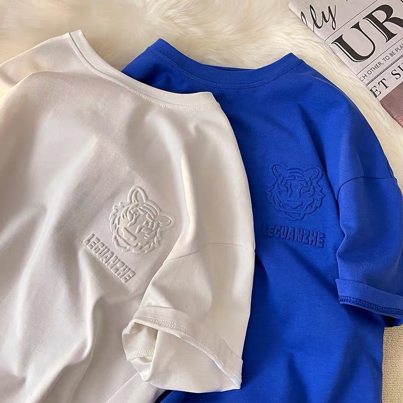 Áo Thun Tay Ngắn In Họa Tiết Bọt Biển Đơn Giản Thời Trang Mùa Hè Phong Cách Hàn Quốc Cho Nam Và Nữ