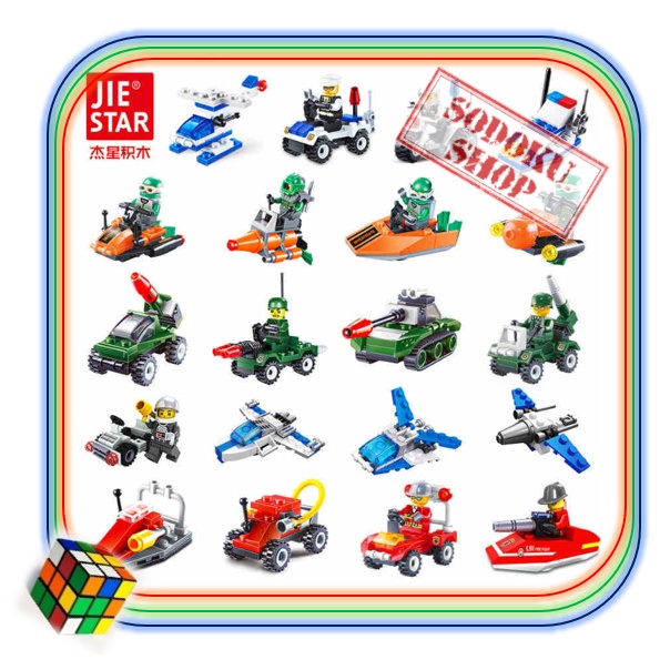 Đồ Chơi Giáo Dục Bộ Gạch Nhựa Lắp Ghép Mô Hình Mini Các Loại Xe Cho Bé Từ 3 Tuổi  07032