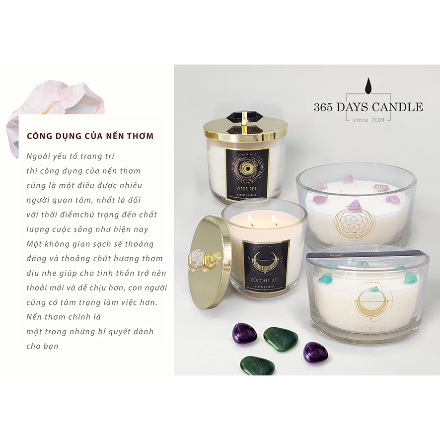 Nến thơm xuất khẩu hương nước hoa đính đá cẩm thạch phong thủy