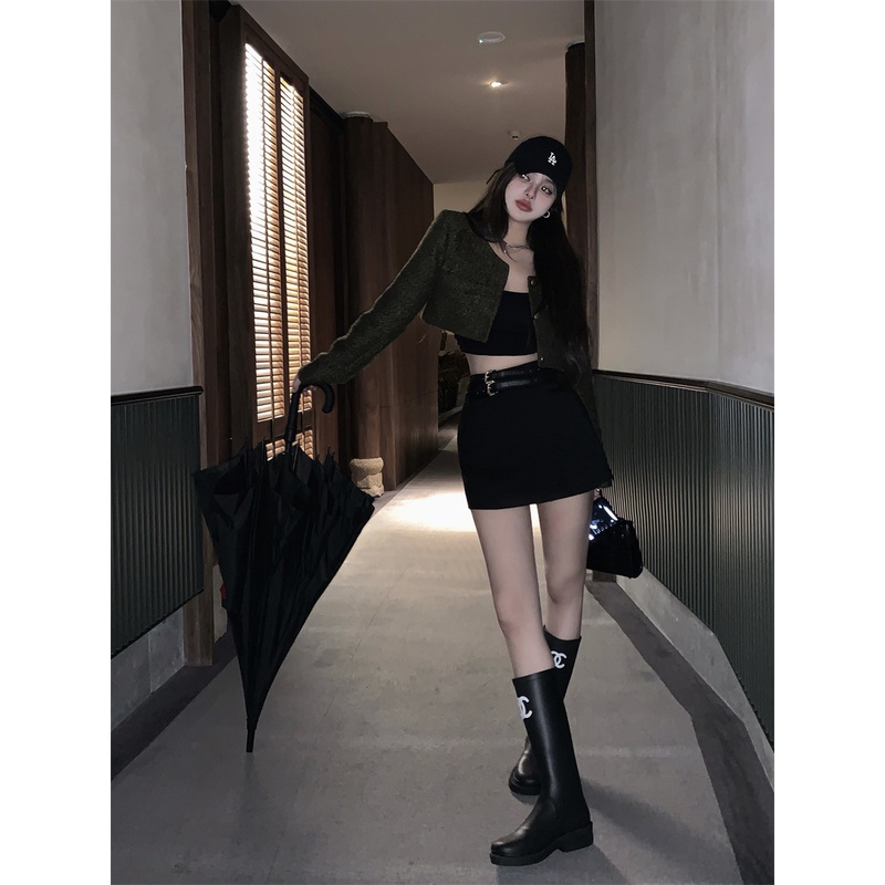 Chân Váy Đen Dáng Chữ A Phong Cách Hàn Quốc