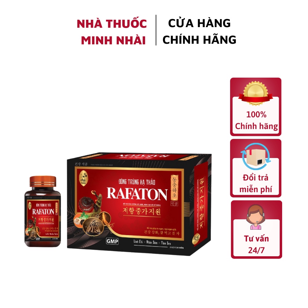 Đông trùng hạ thảo Rafaton tăng cường sức khỏe, nâng sức đề kháng, giúp ăn ngủ ngon, thêm nhân sâm, linh chi